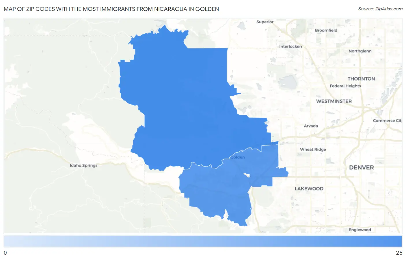 Zip Codes with the Most Immigrants from Nicaragua in Golden Map