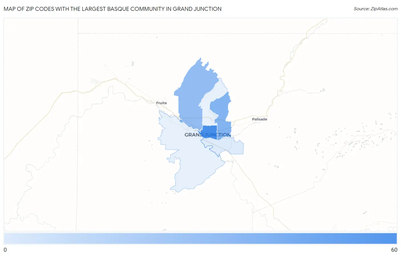 Zip Codes with the Largest Basque Community in Grand Junction Map