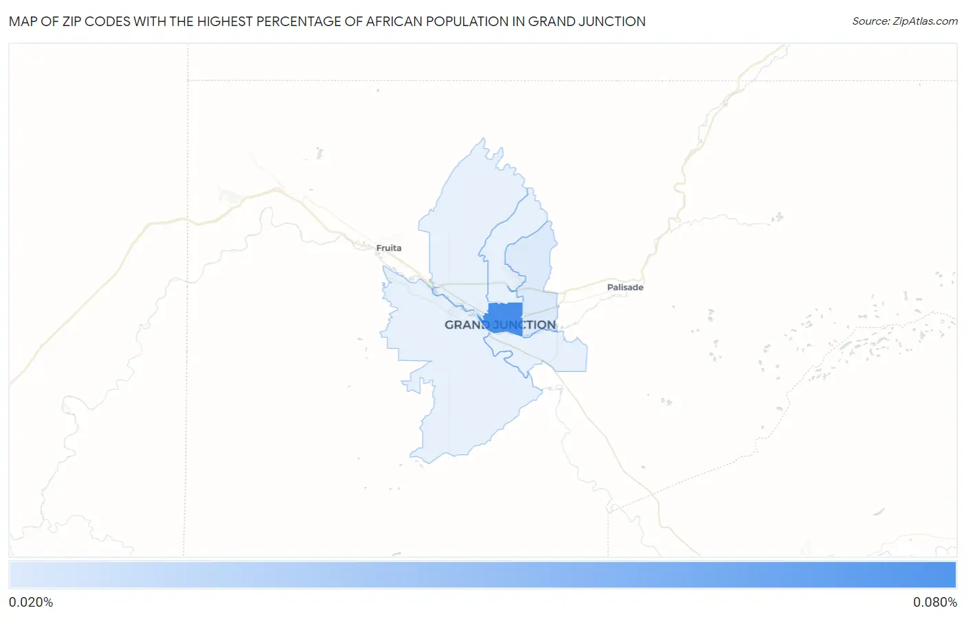 Zip Codes with the Highest Percentage of African Population in Grand Junction Map
