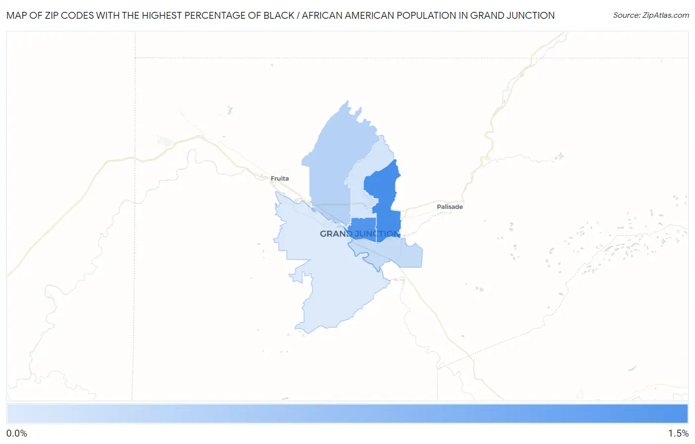 Zip Codes with the Highest Percentage of Black / African American Population in Grand Junction Map
