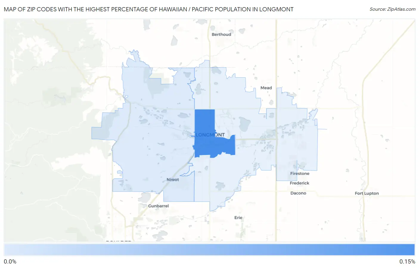 Zip Codes with the Highest Percentage of Hawaiian / Pacific Population in Longmont Map