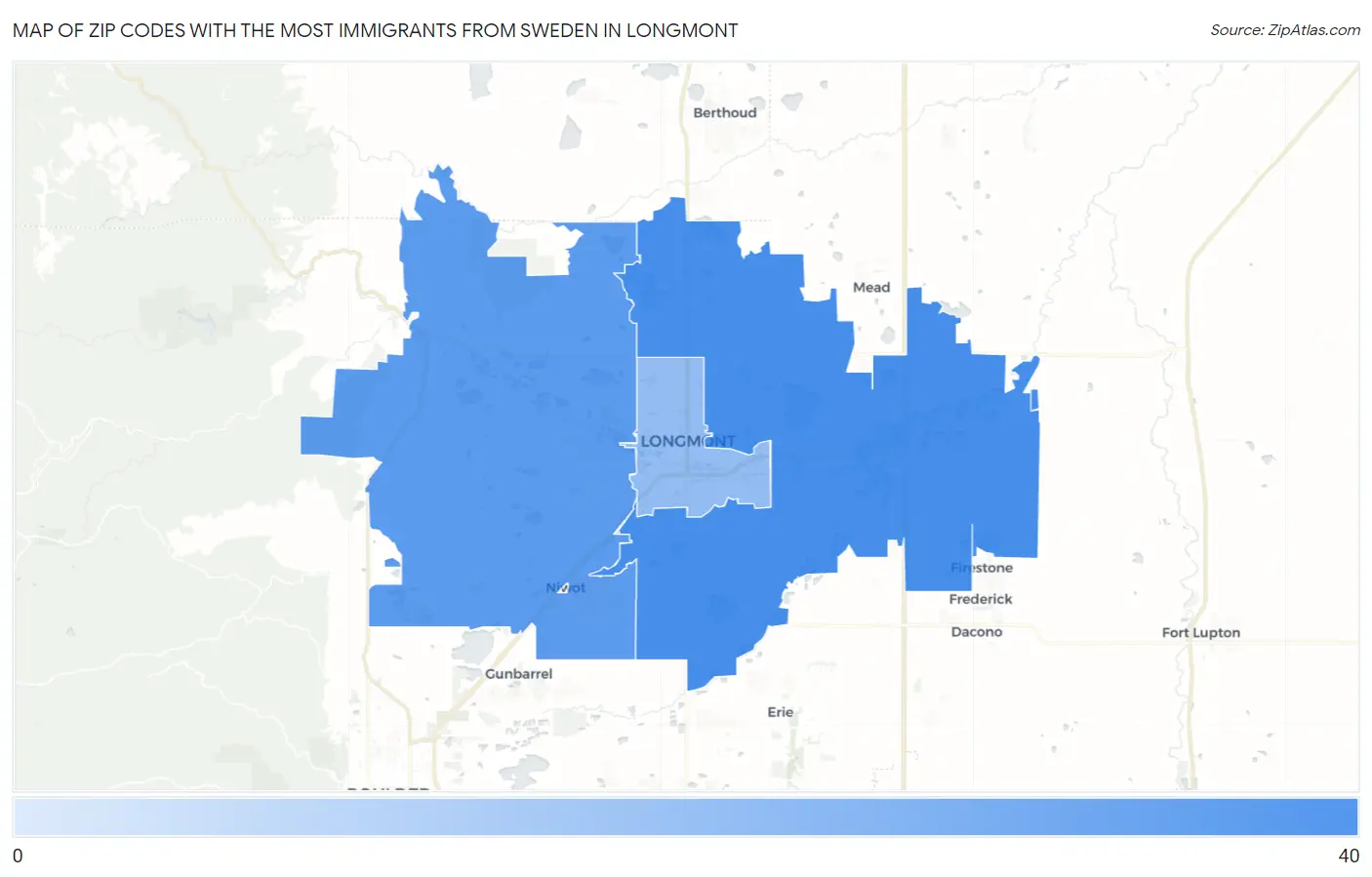 Zip Codes with the Most Immigrants from Sweden in Longmont Map
