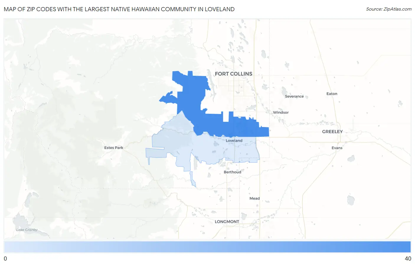 Zip Codes with the Largest Native Hawaiian Community in Loveland Map