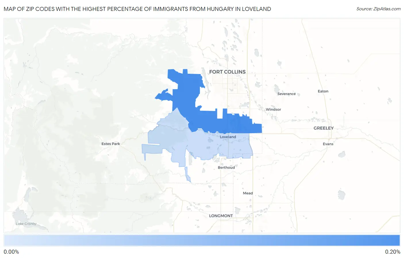 Zip Codes with the Highest Percentage of Immigrants from Hungary in Loveland Map