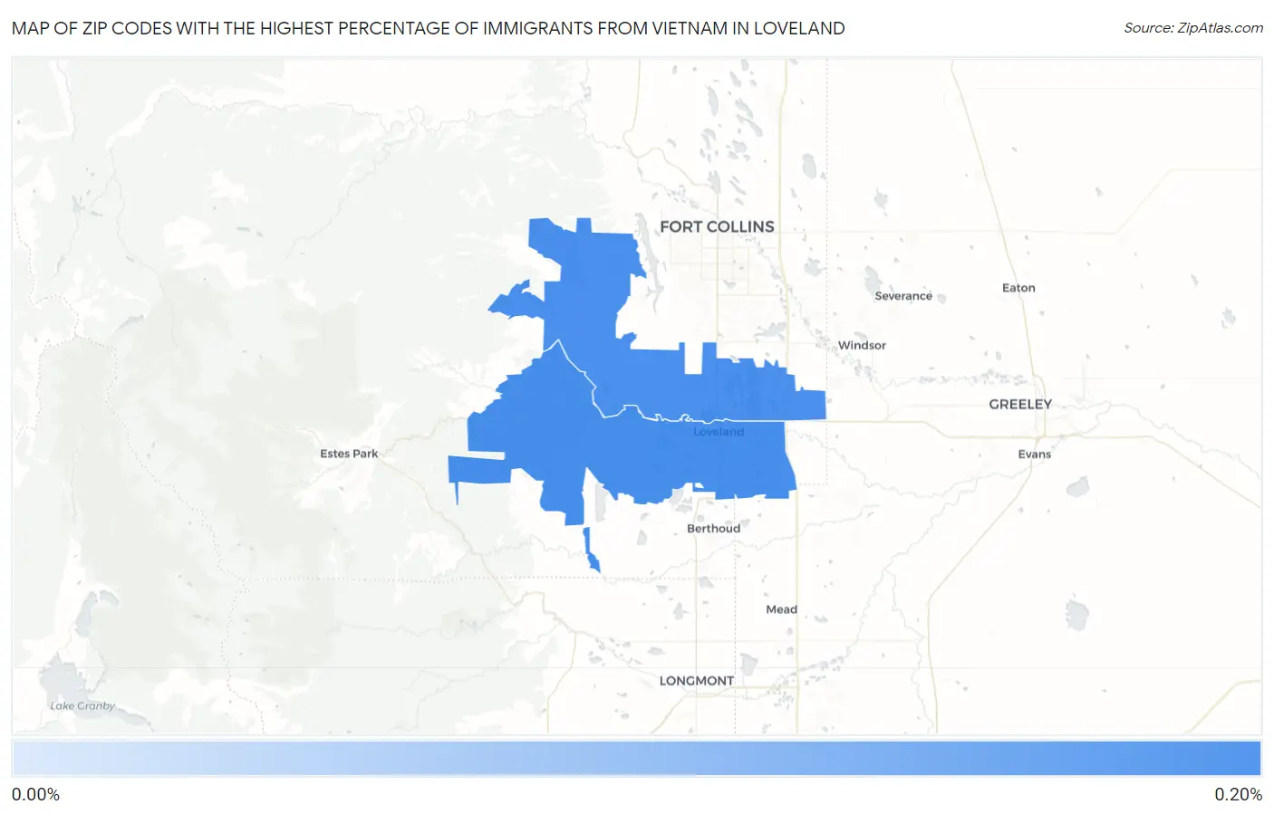 Zip Codes with the Highest Percentage of Immigrants from Vietnam in Loveland Map