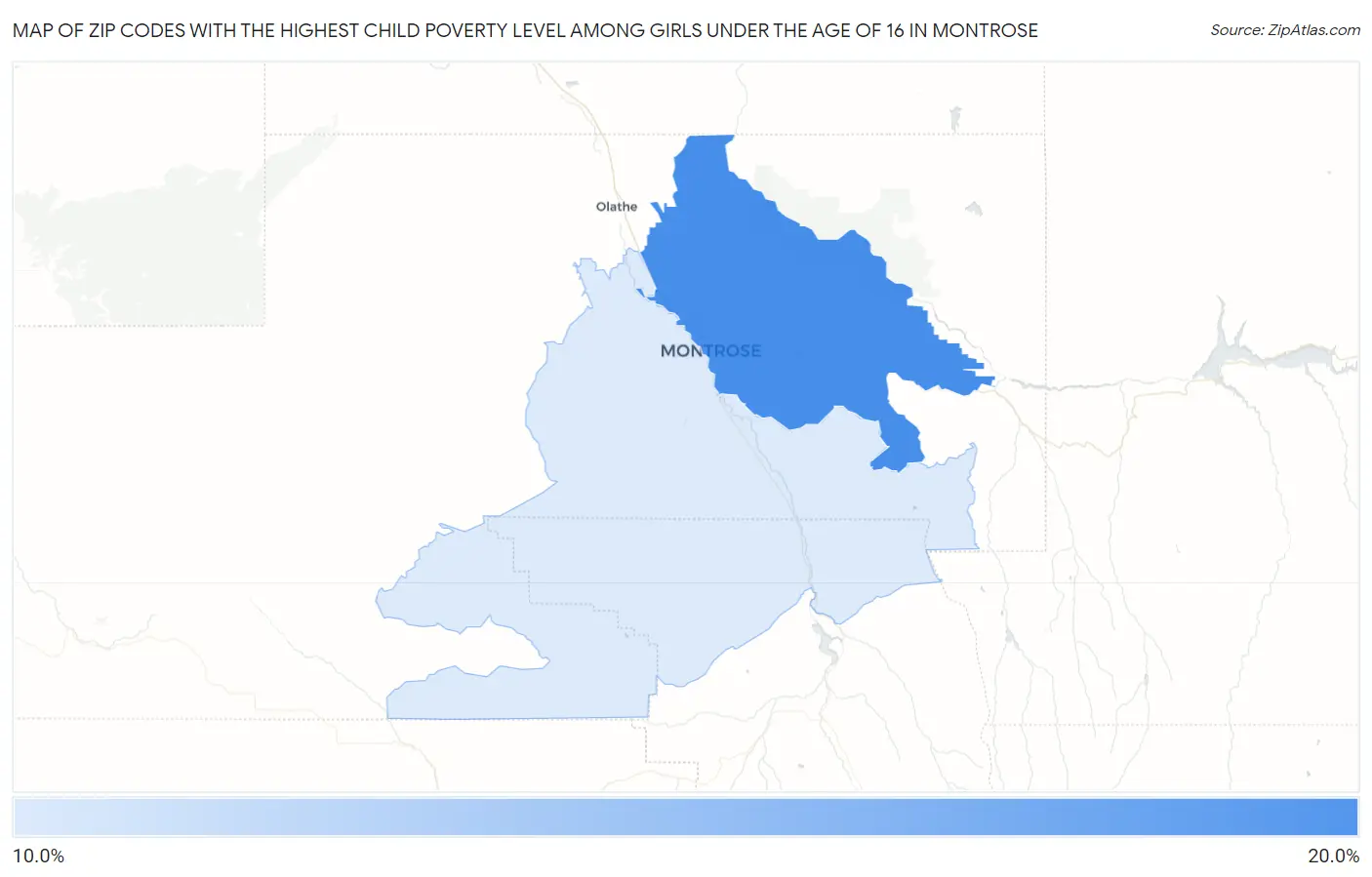 Zip Codes with the Highest Child Poverty Level Among Girls Under the Age of 16 in Montrose Map