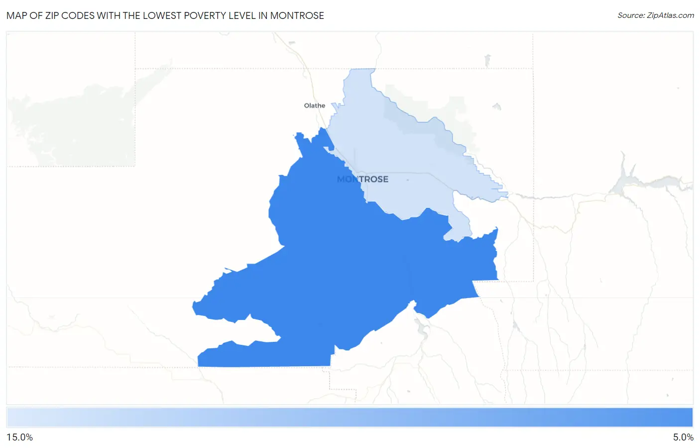 Zip Codes with the Lowest Poverty Level in Montrose Map