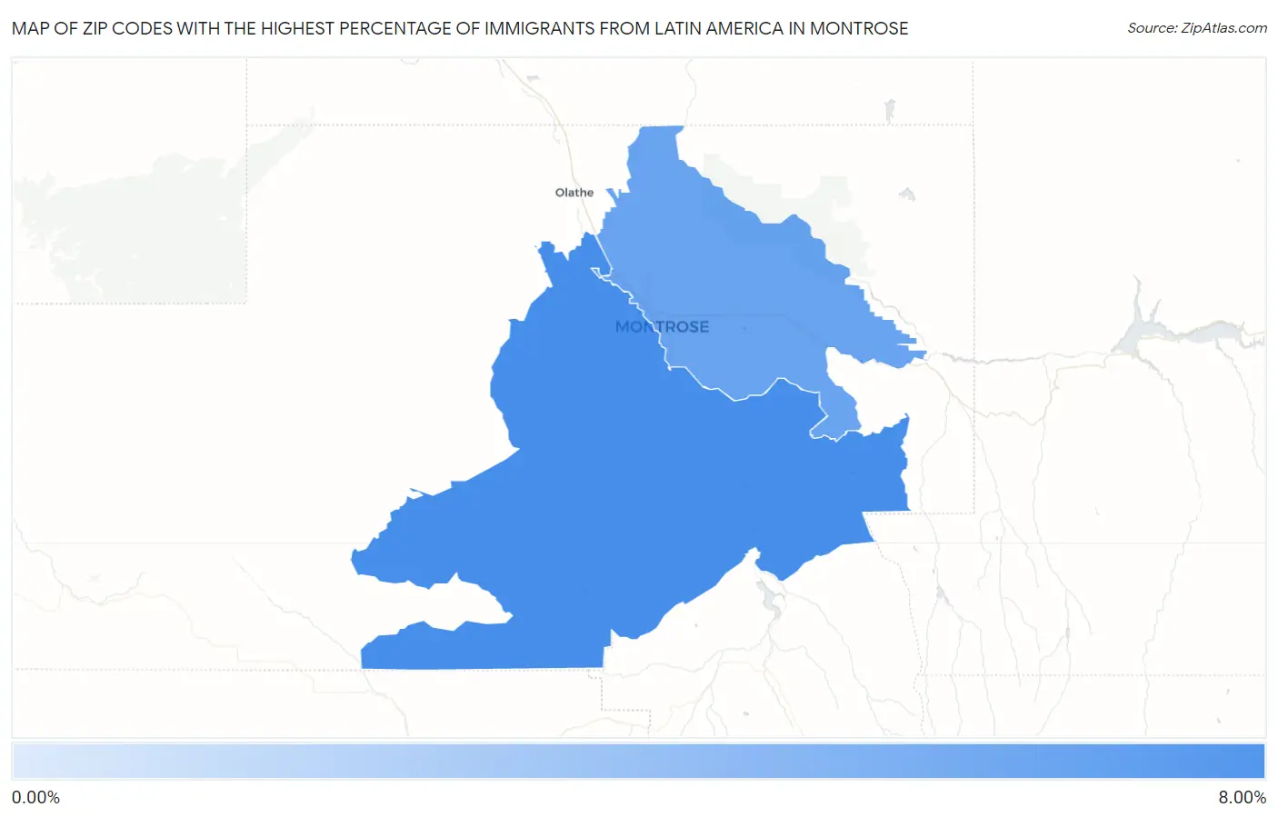 Zip Codes with the Highest Percentage of Immigrants from Latin America in Montrose Map