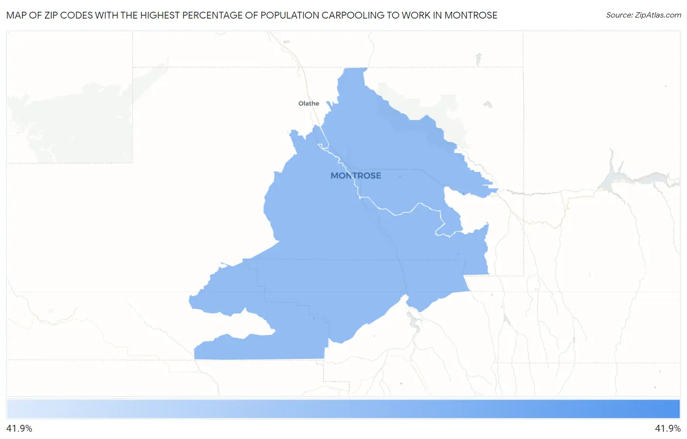 Zip Codes with the Highest Percentage of Population Carpooling to Work in Montrose Map