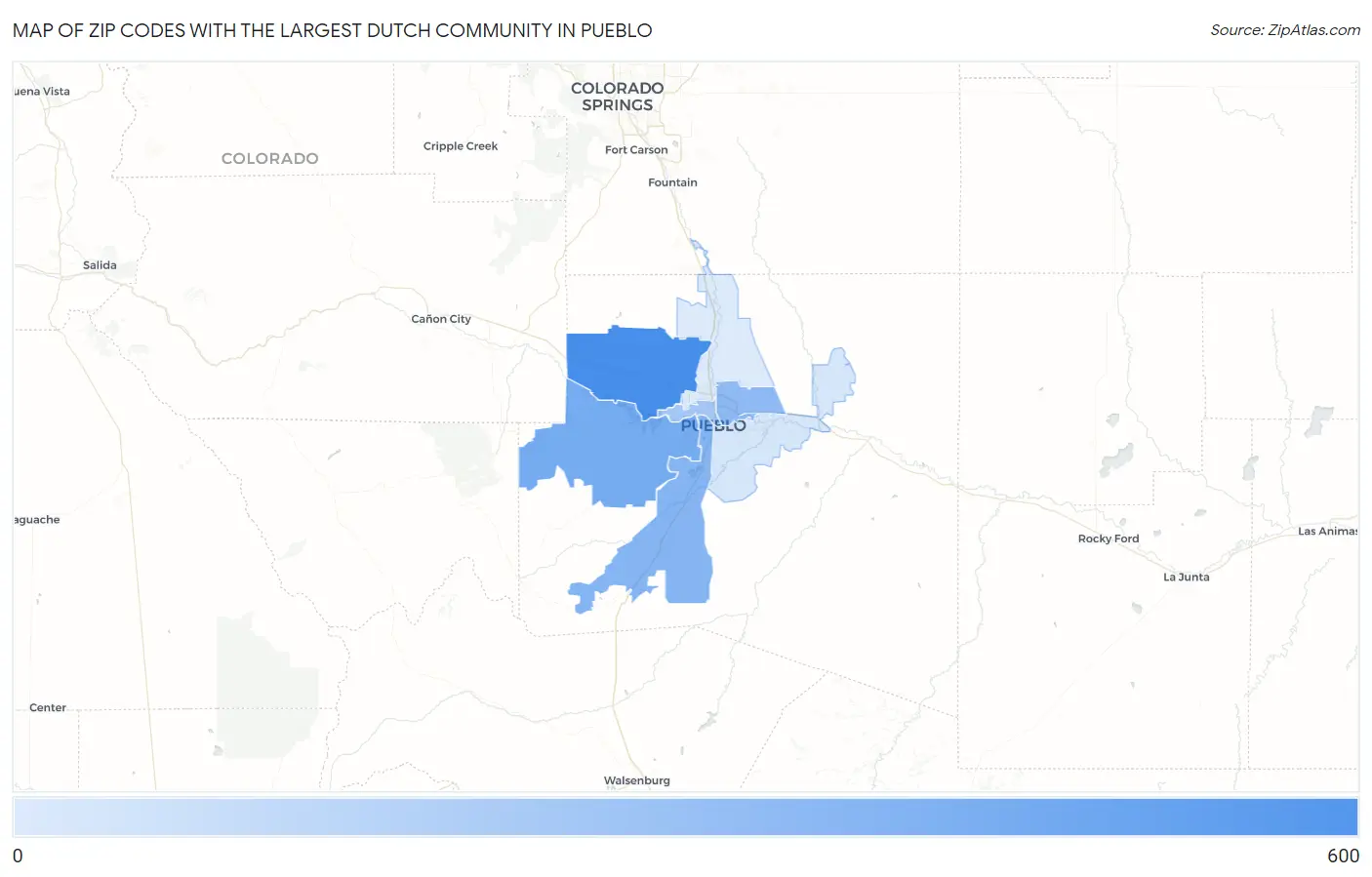 Zip Codes with the Largest Dutch Community in Pueblo Map