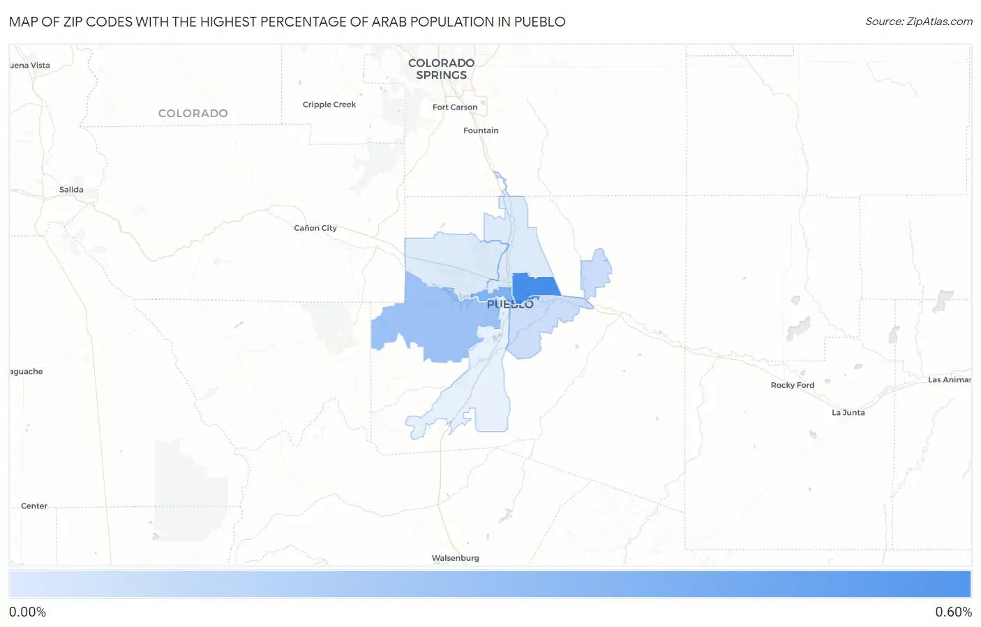 Zip Codes with the Highest Percentage of Arab Population in Pueblo Map