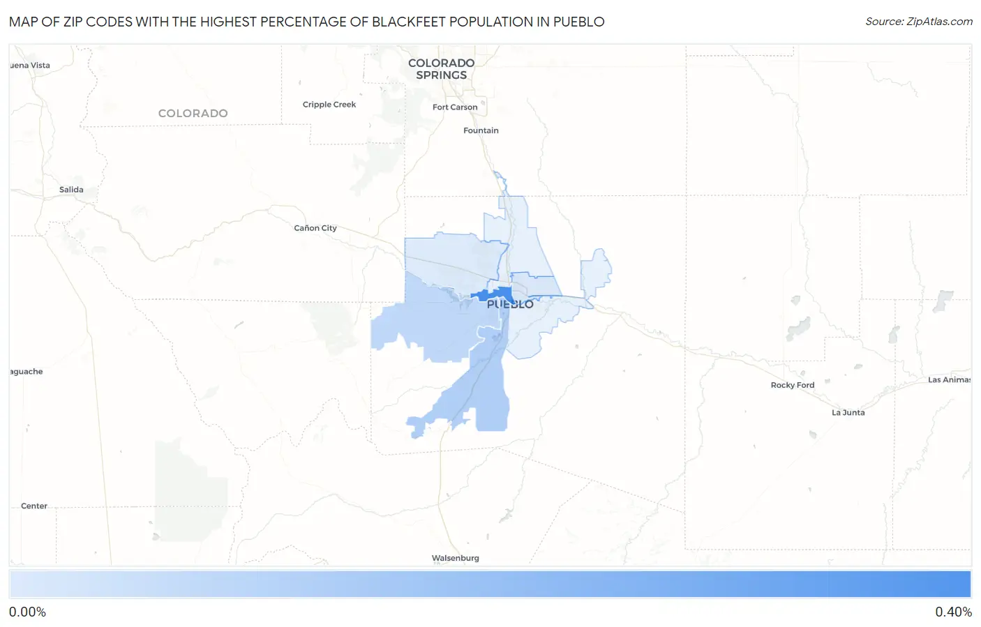 Zip Codes with the Highest Percentage of Blackfeet Population in Pueblo Map