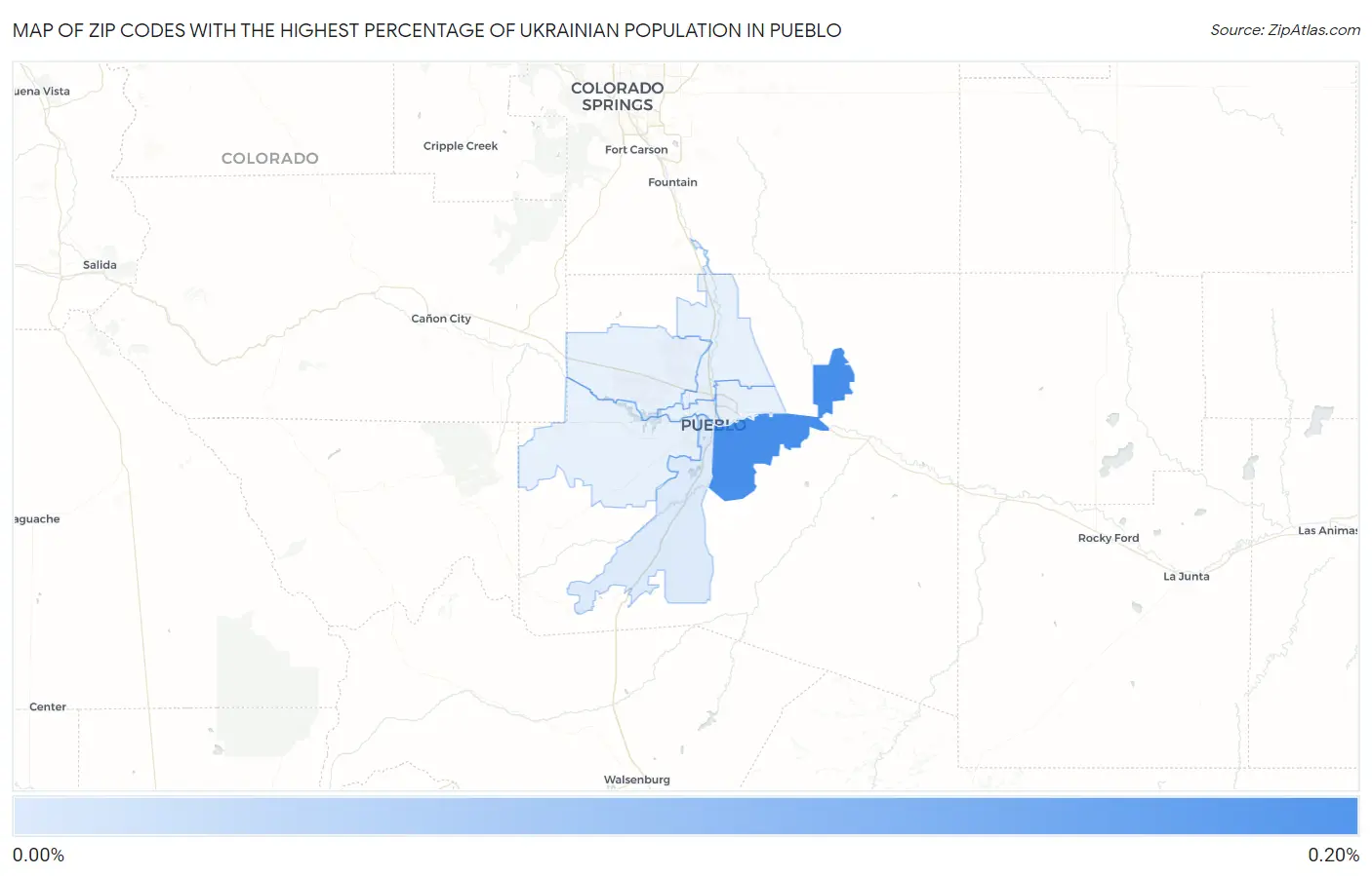 Zip Codes with the Highest Percentage of Ukrainian Population in Pueblo Map