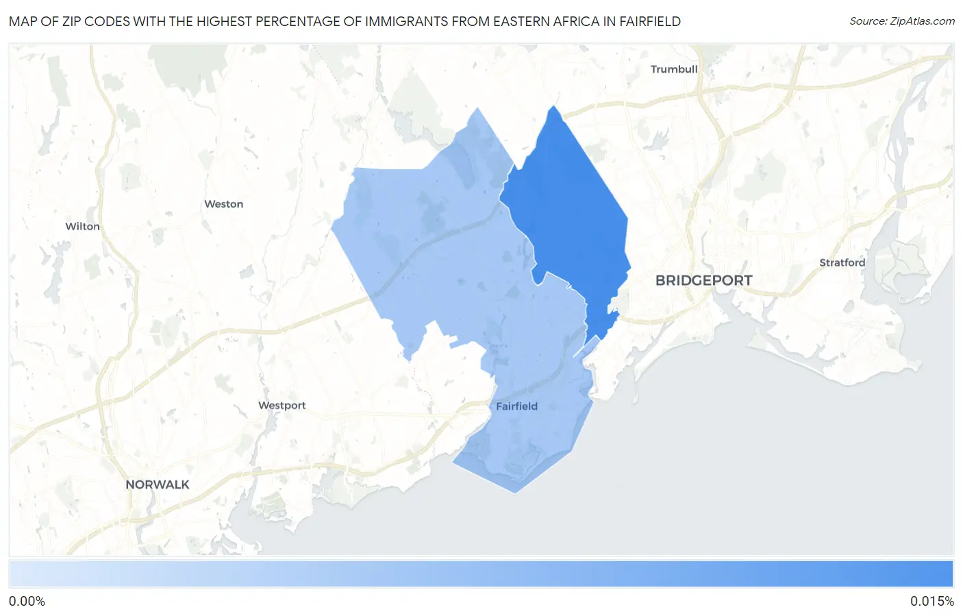 Zip Codes with the Highest Percentage of Immigrants from Eastern Africa in Fairfield Map