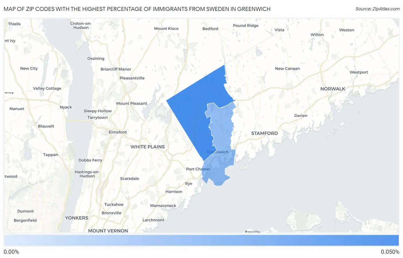 Zip Codes with the Highest Percentage of Immigrants from Sweden in Greenwich Map