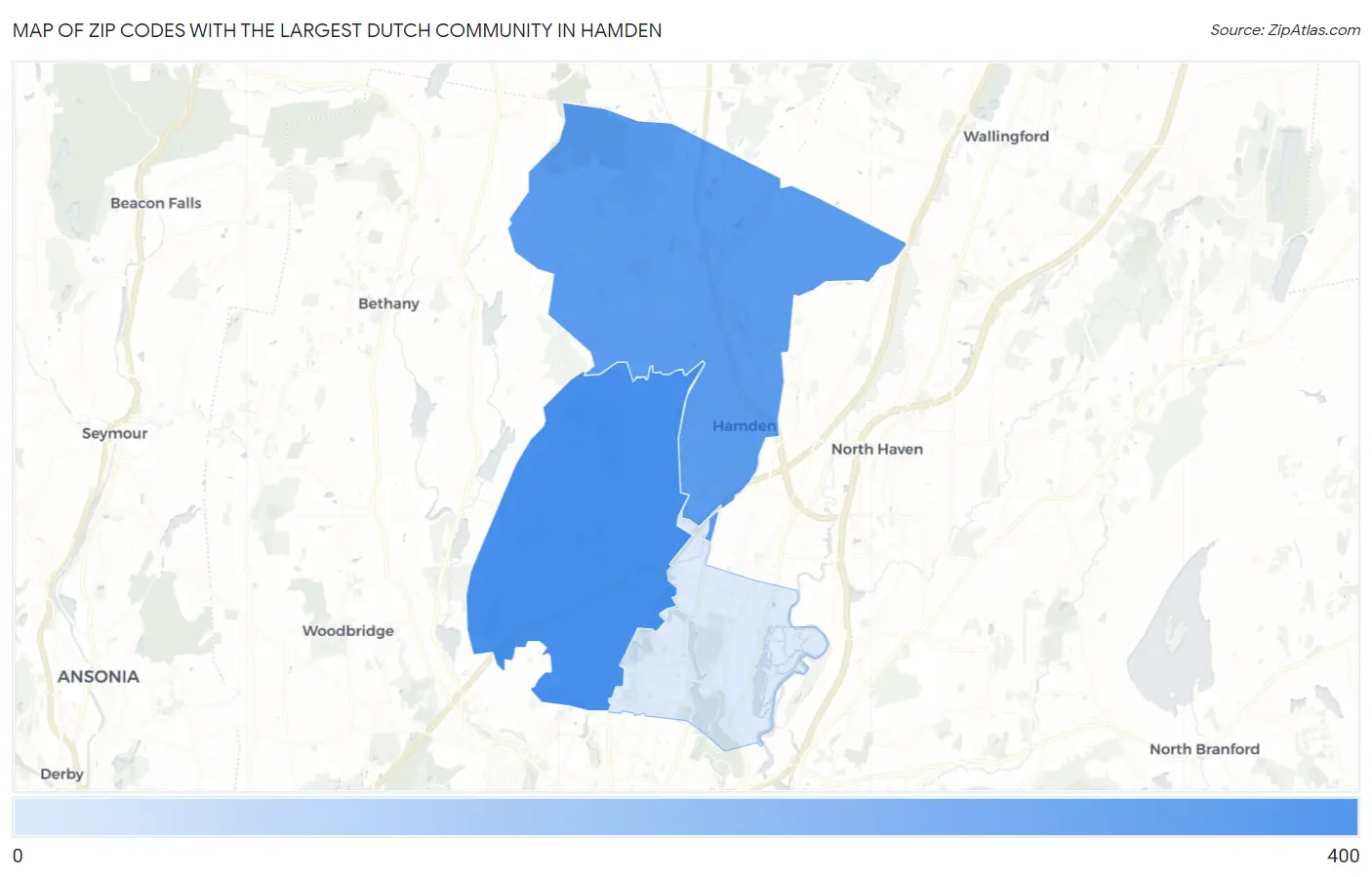 Zip Codes with the Largest Dutch Community in Hamden Map