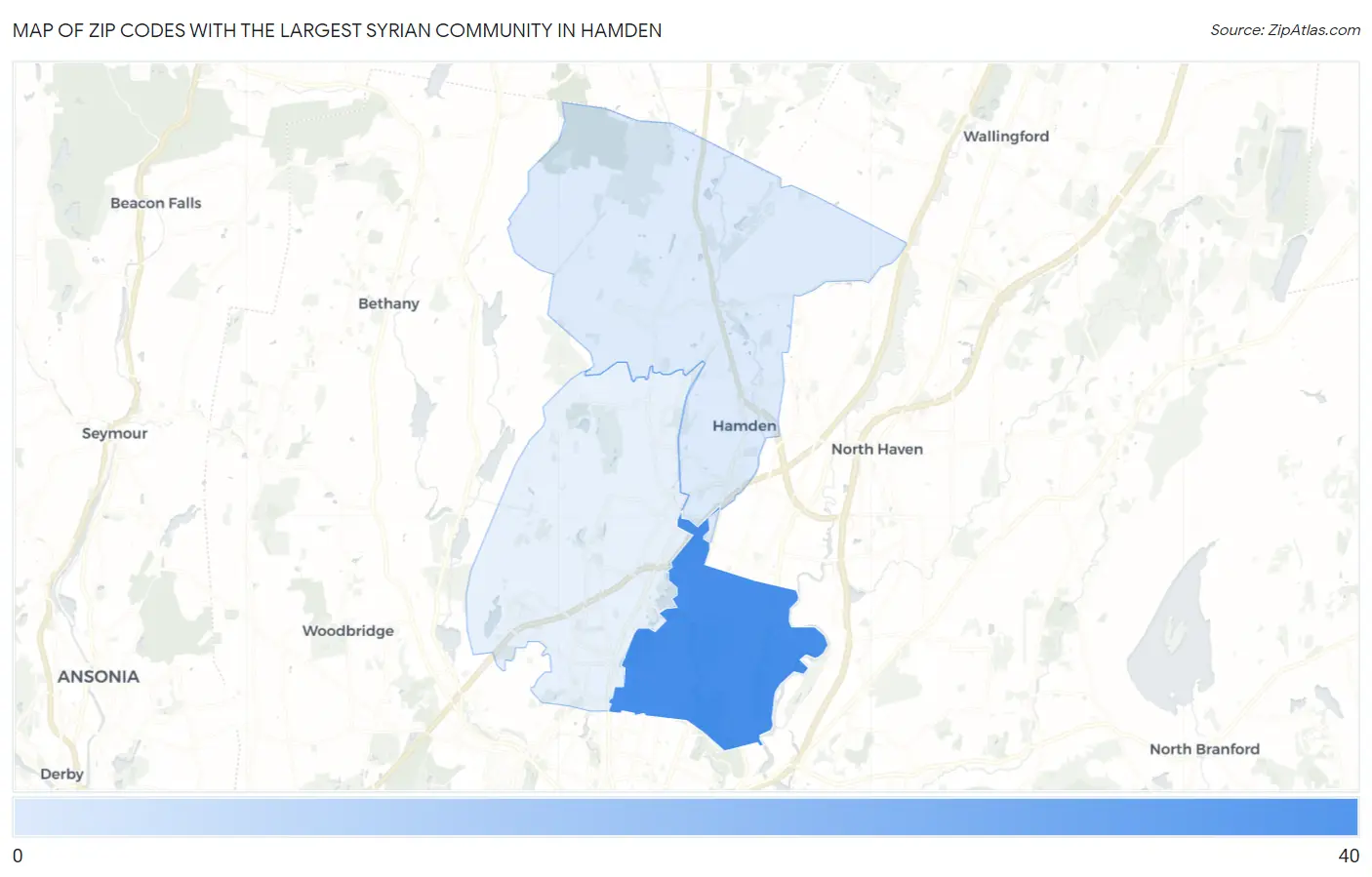 Zip Codes with the Largest Syrian Community in Hamden Map