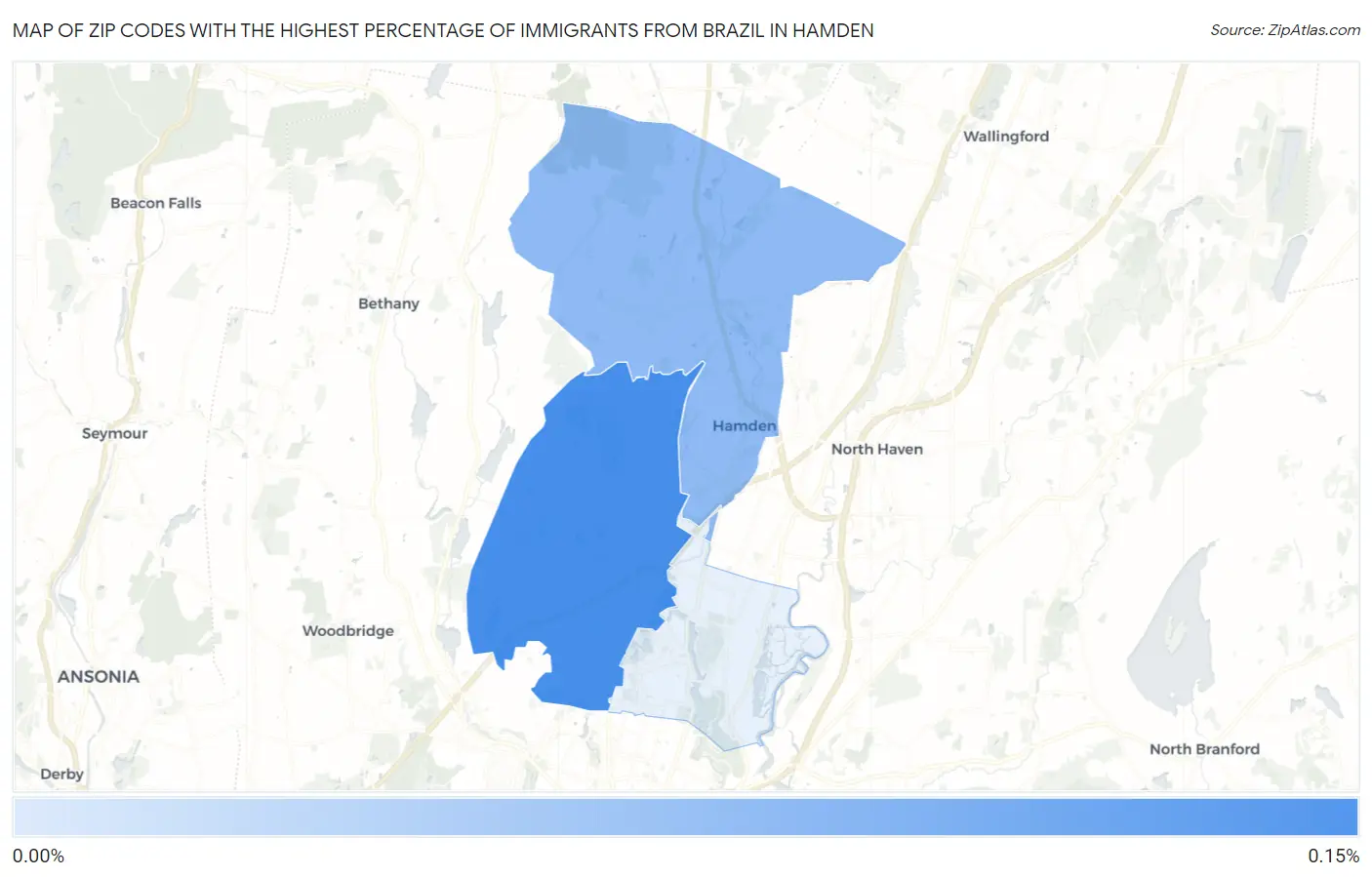 Zip Codes with the Highest Percentage of Immigrants from Brazil in Hamden Map