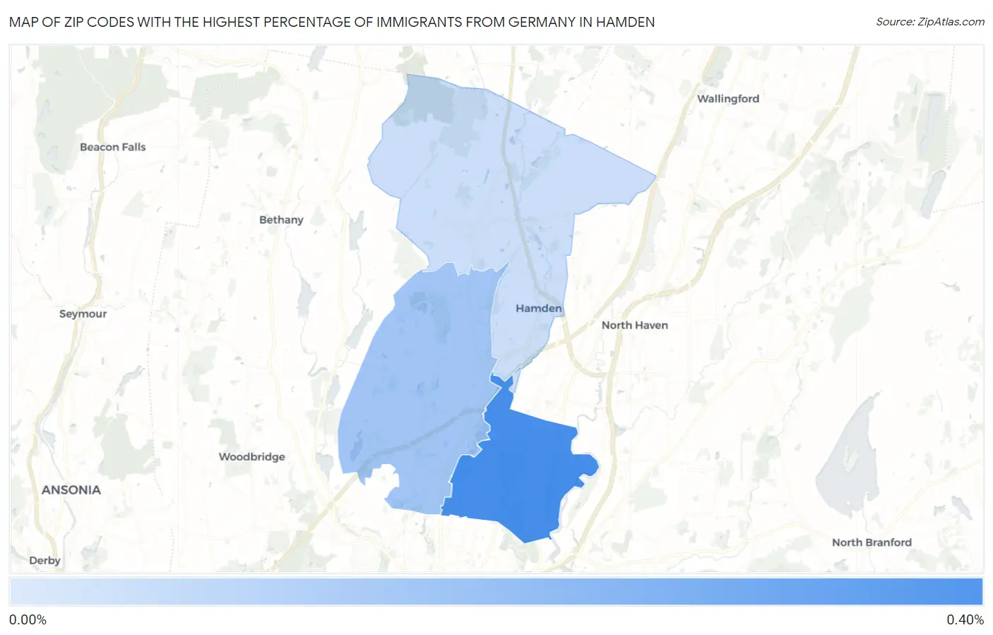 Zip Codes with the Highest Percentage of Immigrants from Germany in Hamden Map