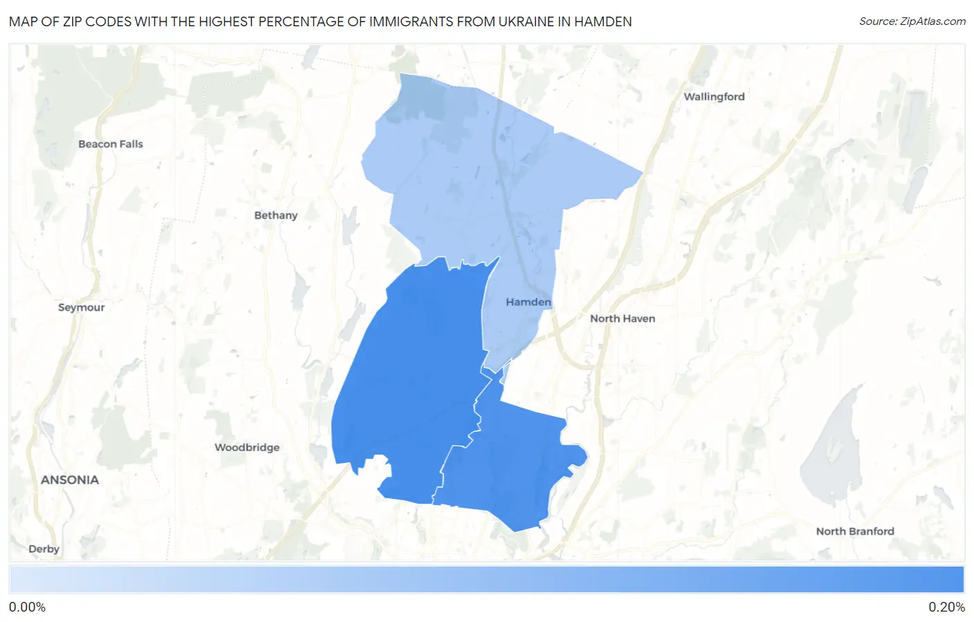 Zip Codes with the Highest Percentage of Immigrants from Ukraine in Hamden Map