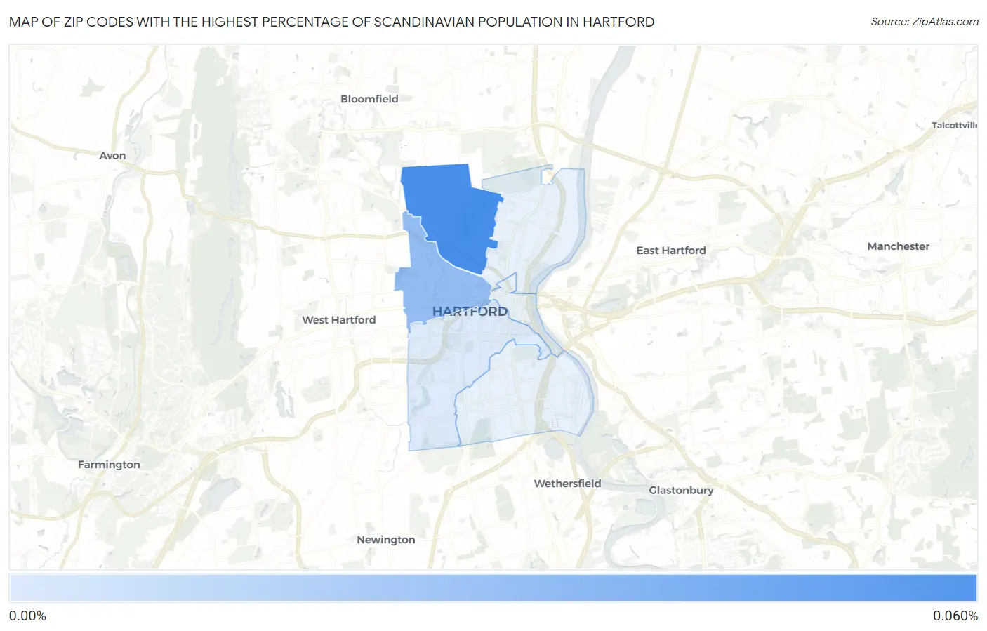 Zip Codes with the Highest Percentage of Scandinavian Population in Hartford Map