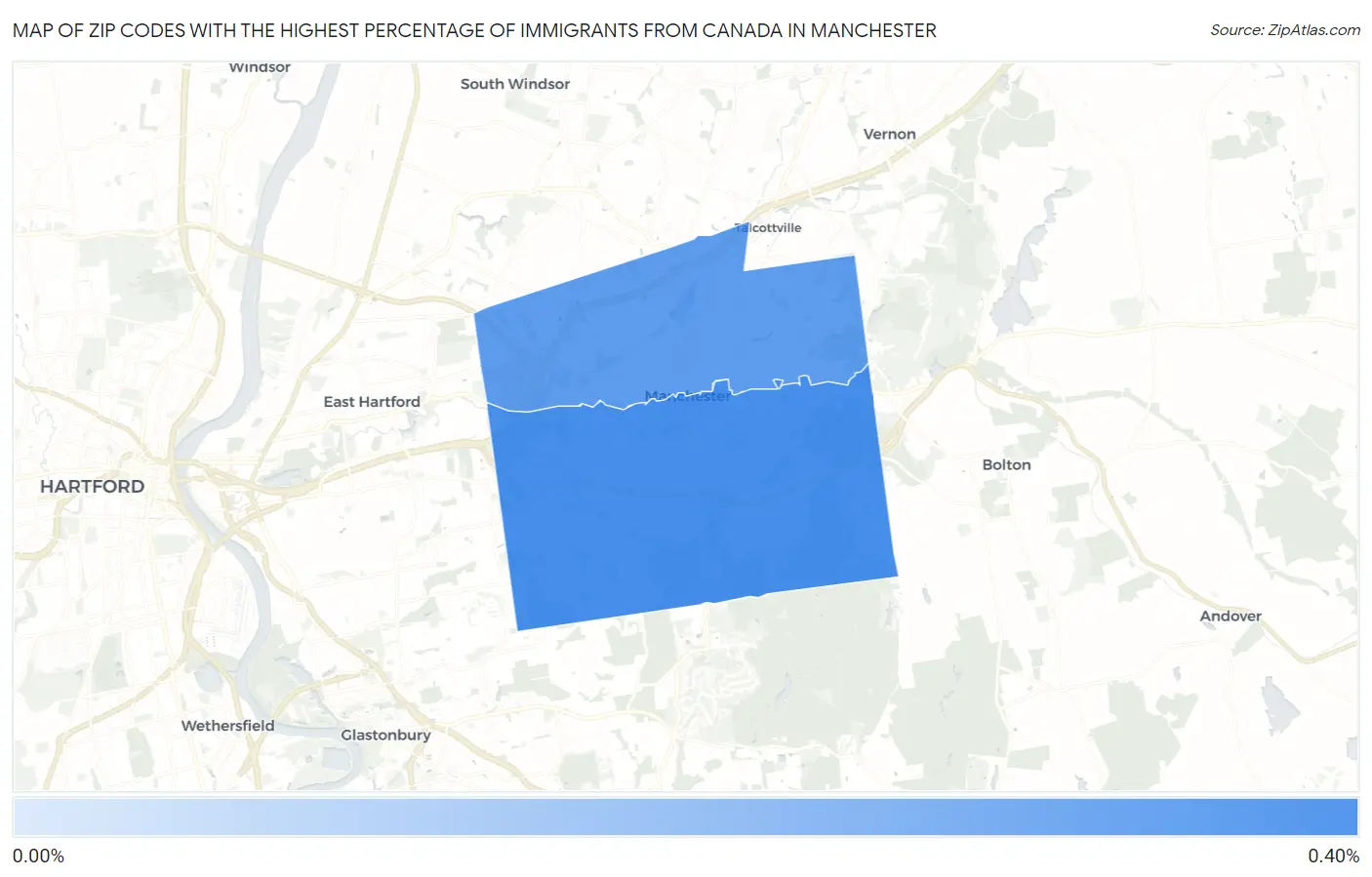Zip Codes with the Highest Percentage of Immigrants from Canada in Manchester Map
