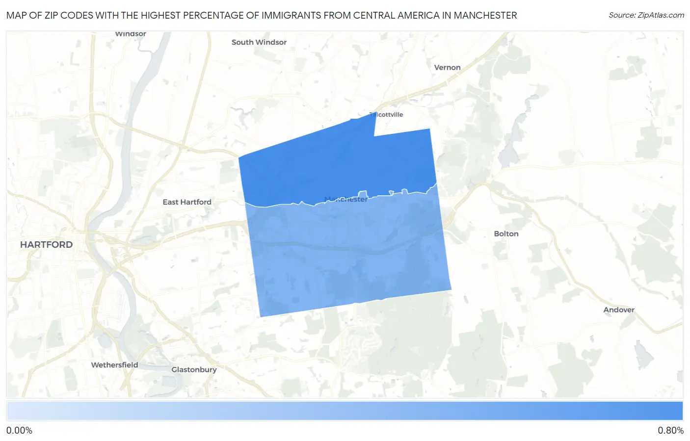 Zip Codes with the Highest Percentage of Immigrants from Central America in Manchester Map