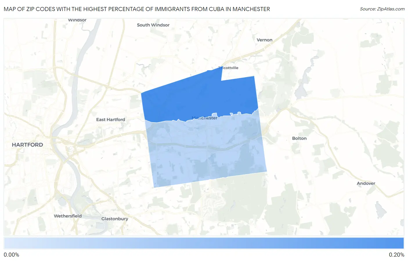 Zip Codes with the Highest Percentage of Immigrants from Cuba in Manchester Map