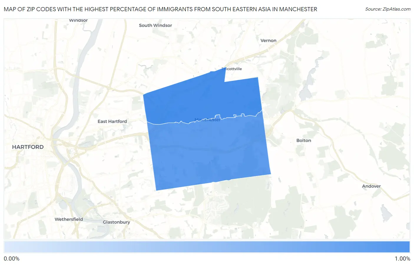 Zip Codes with the Highest Percentage of Immigrants from South Eastern Asia in Manchester Map