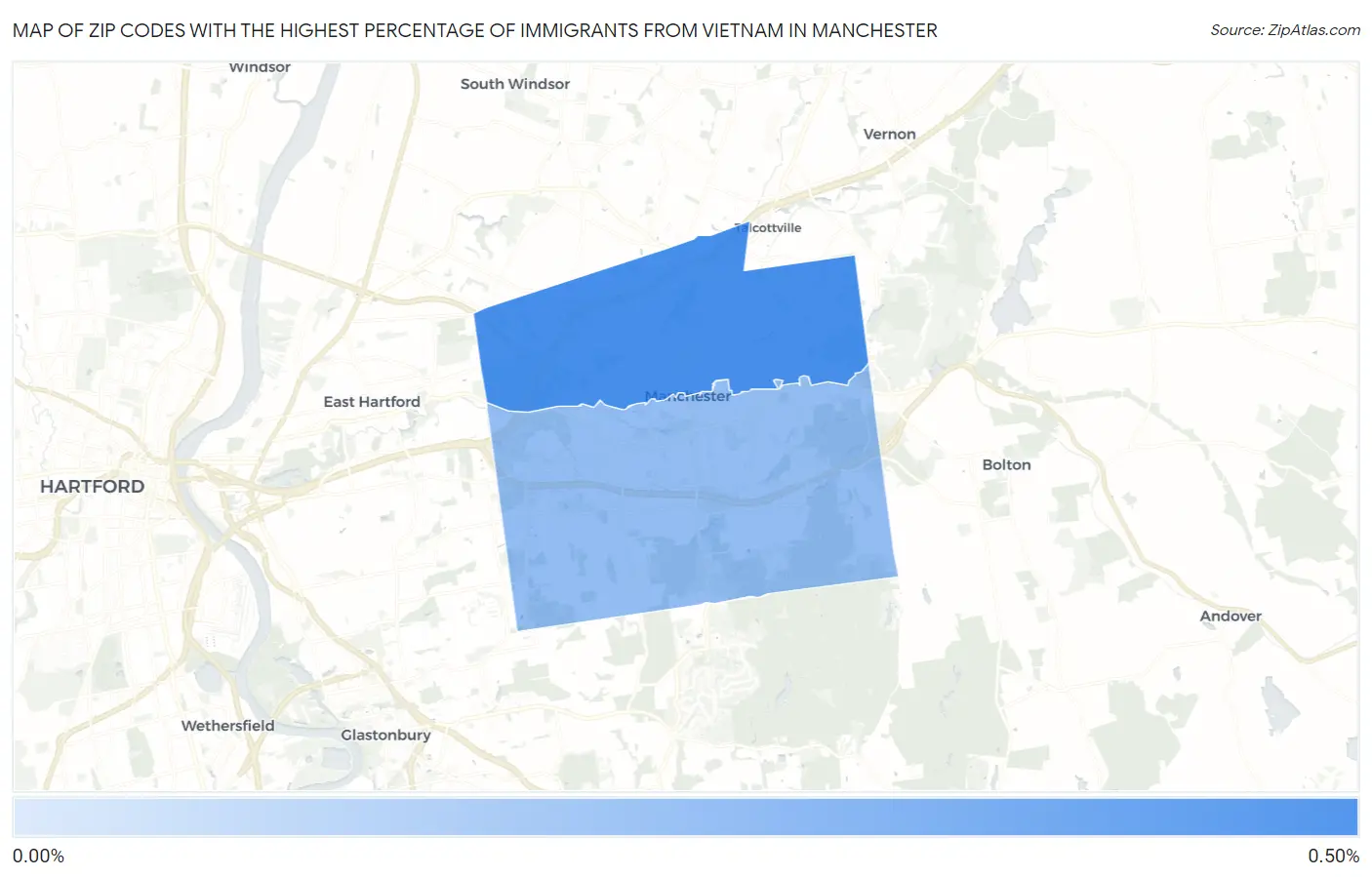 Zip Codes with the Highest Percentage of Immigrants from Vietnam in Manchester Map