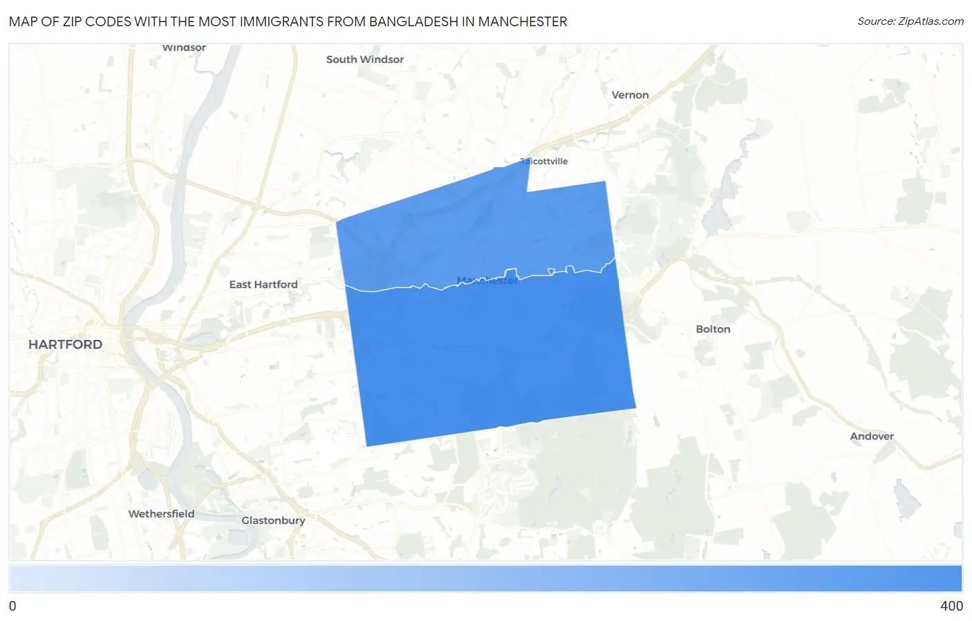Zip Codes with the Most Immigrants from Bangladesh in Manchester Map