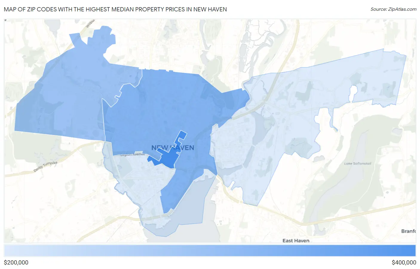 Zip Codes with the Highest Median Property Prices in New Haven Map
