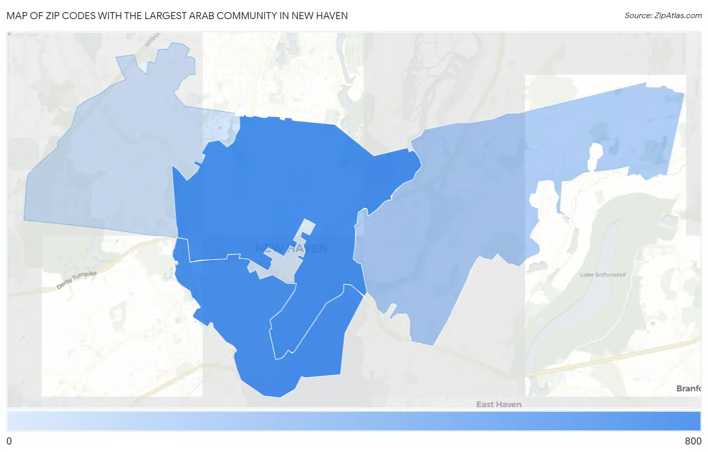 Zip Codes with the Largest Arab Community in New Haven Map