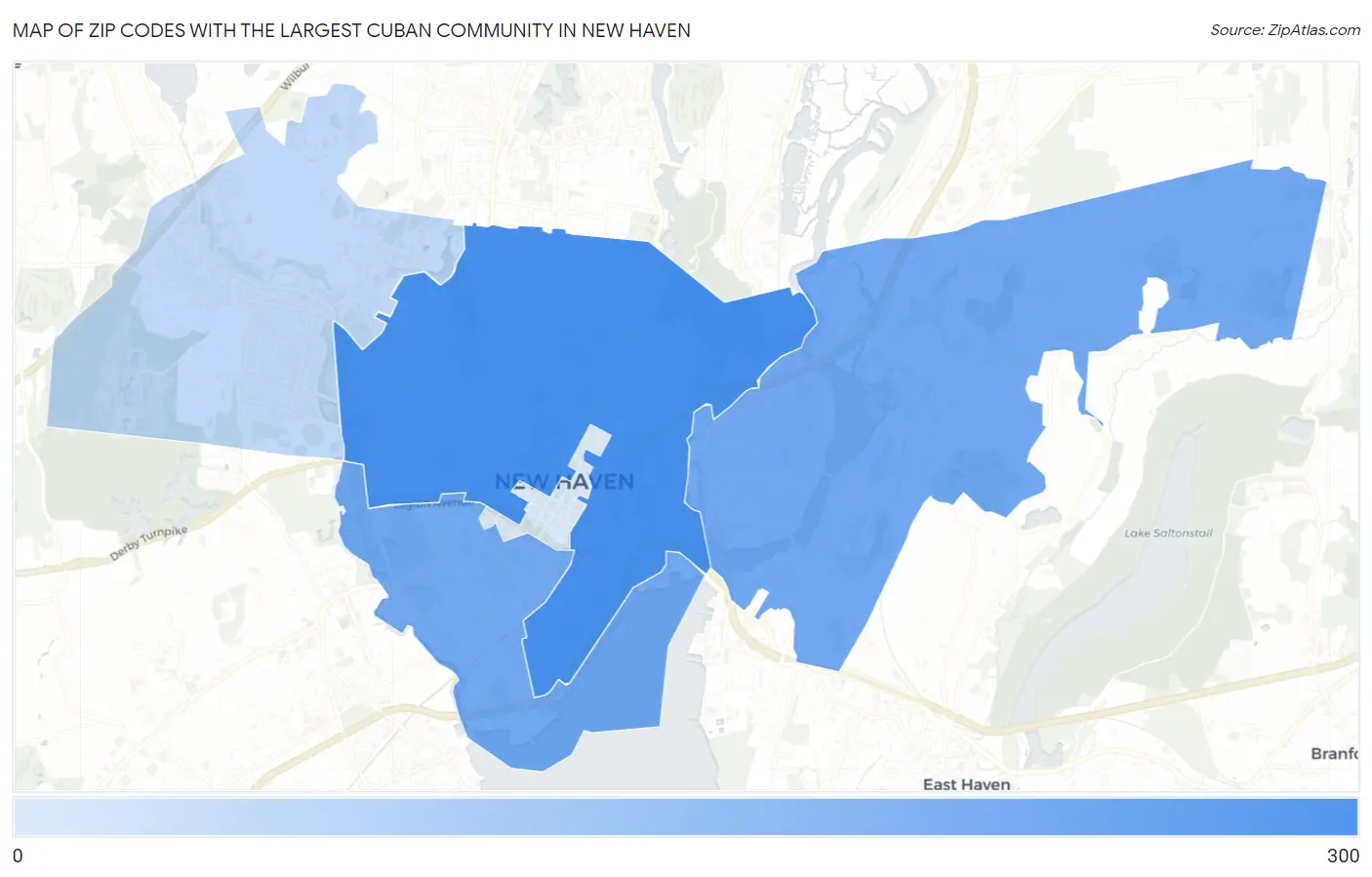 Zip Codes with the Largest Cuban Community in New Haven Map