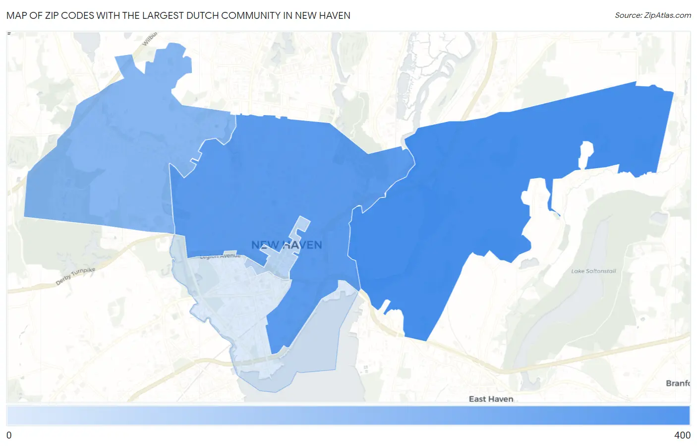 Zip Codes with the Largest Dutch Community in New Haven Map