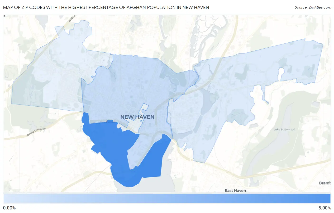Zip Codes with the Highest Percentage of Afghan Population in New Haven Map
