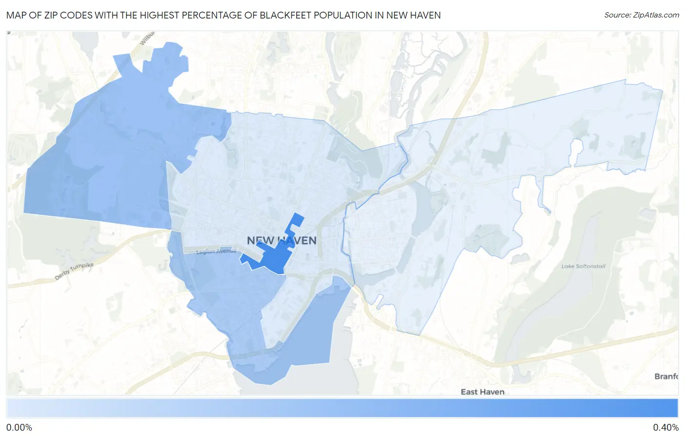 Zip Codes with the Highest Percentage of Blackfeet Population in New Haven Map