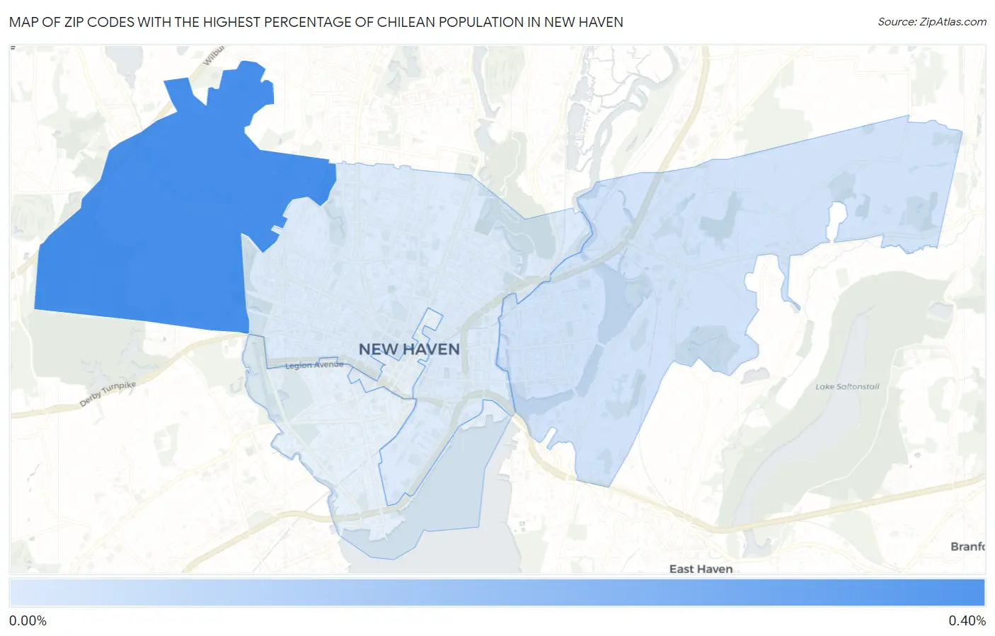 Zip Codes with the Highest Percentage of Chilean Population in New Haven Map