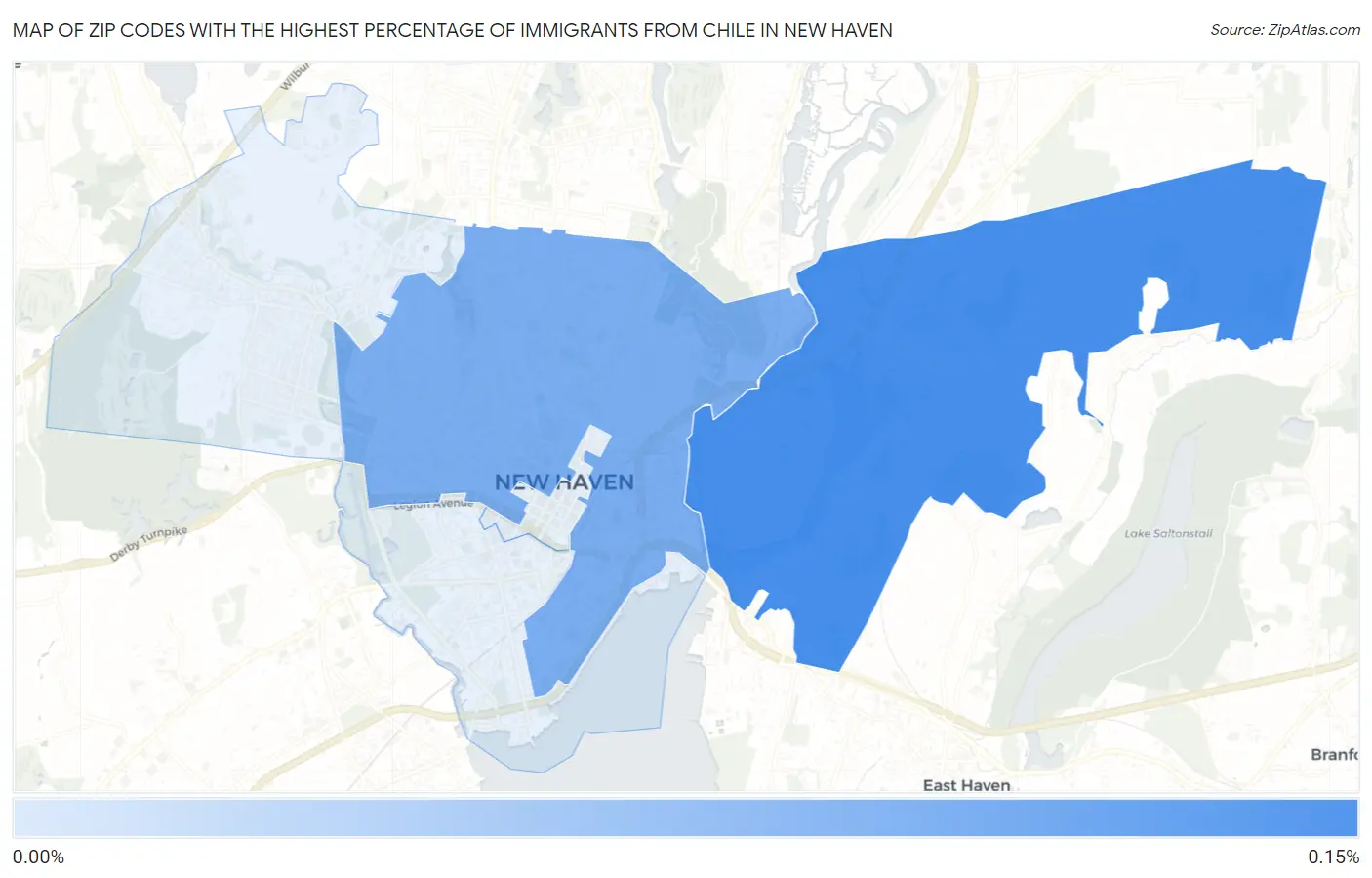 Zip Codes with the Highest Percentage of Immigrants from Chile in New Haven Map
