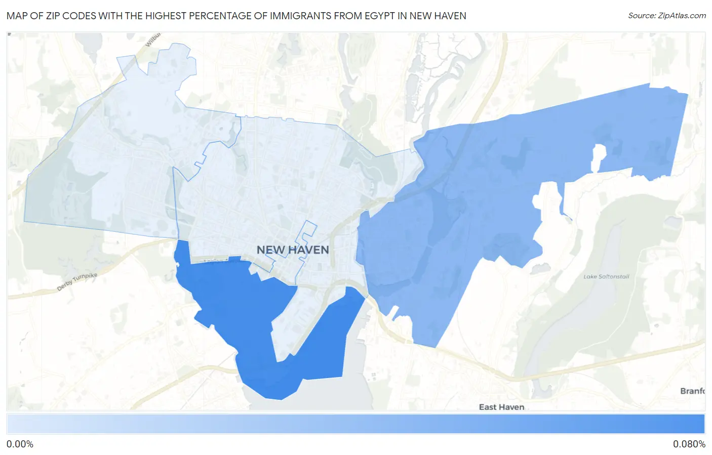 Zip Codes with the Highest Percentage of Immigrants from Egypt in New Haven Map