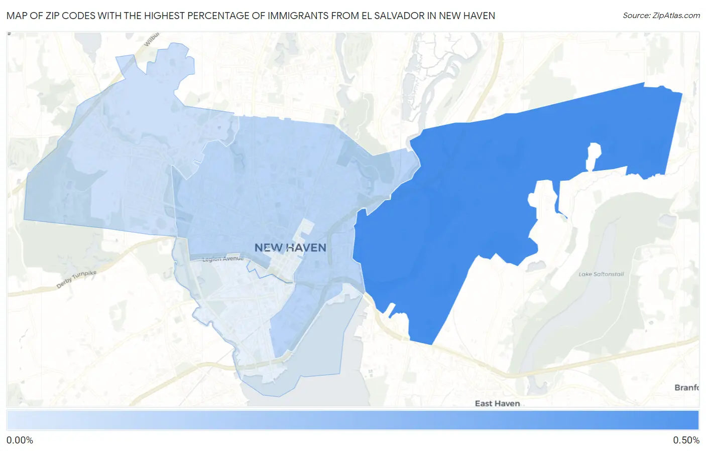 Zip Codes with the Highest Percentage of Immigrants from El Salvador in New Haven Map