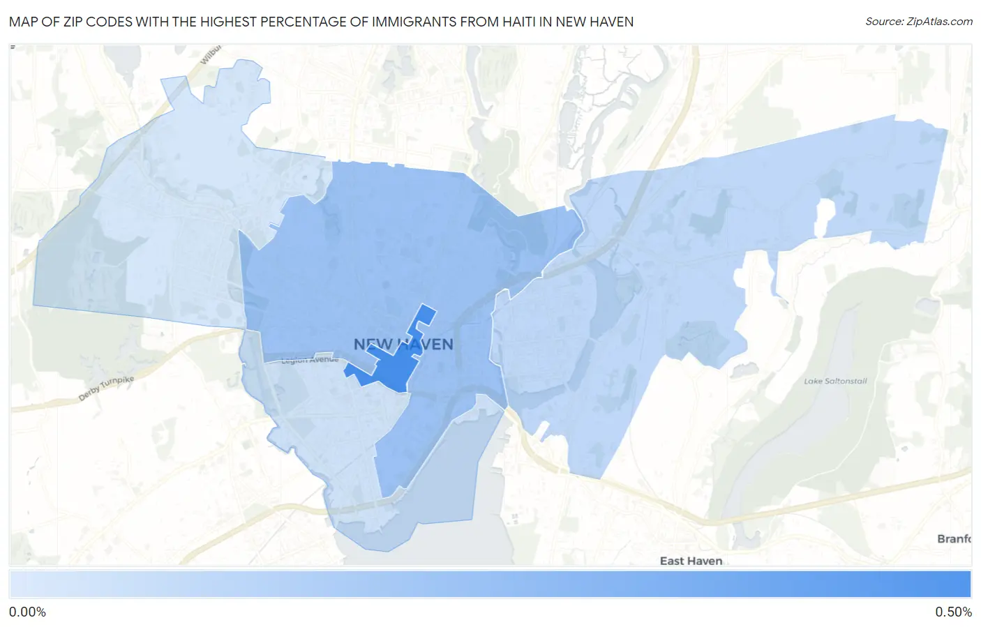 Zip Codes with the Highest Percentage of Immigrants from Haiti in New Haven Map