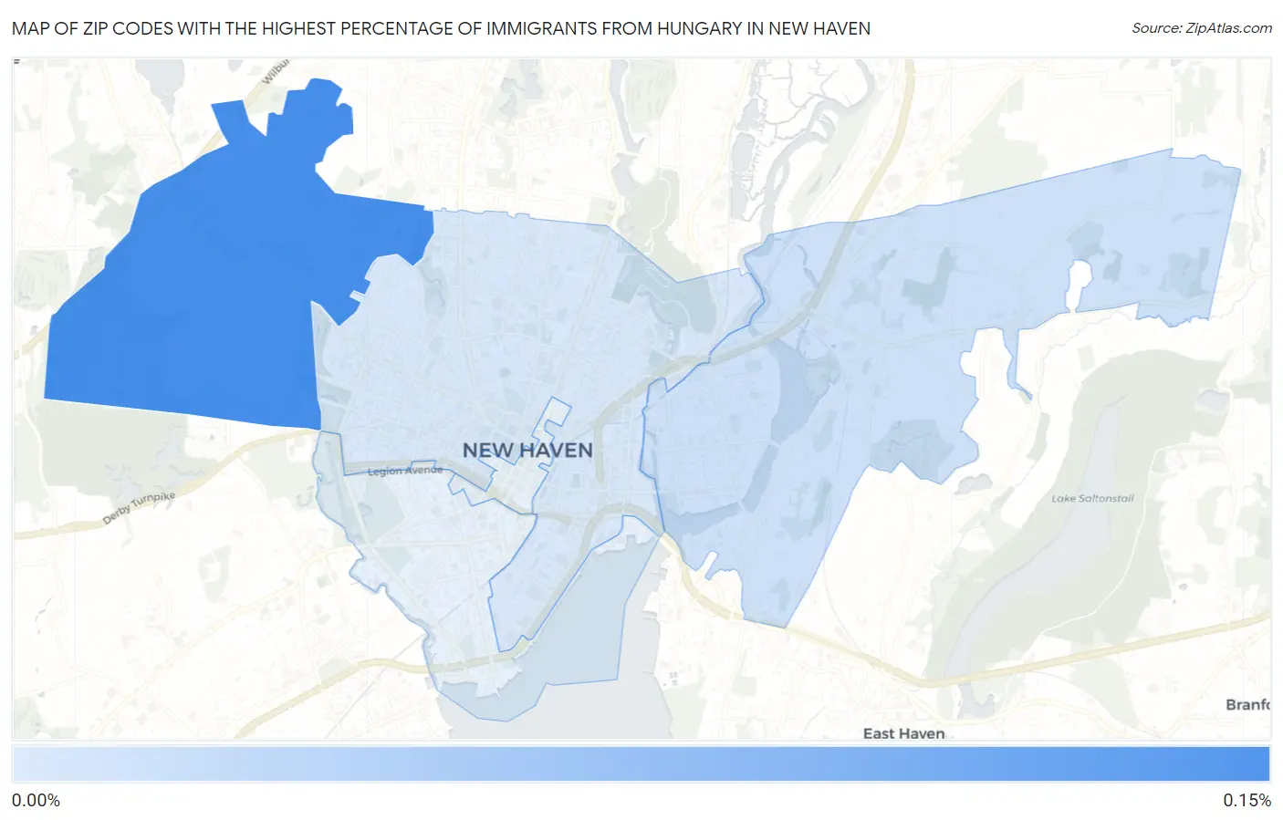 Zip Codes with the Highest Percentage of Immigrants from Hungary in New Haven Map