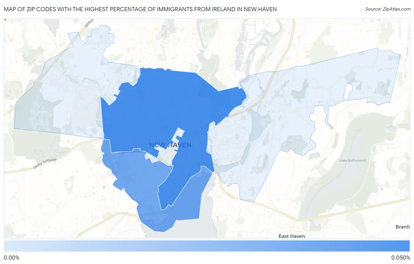 Zip Codes with the Highest Percentage of Immigrants from Ireland in New Haven Map