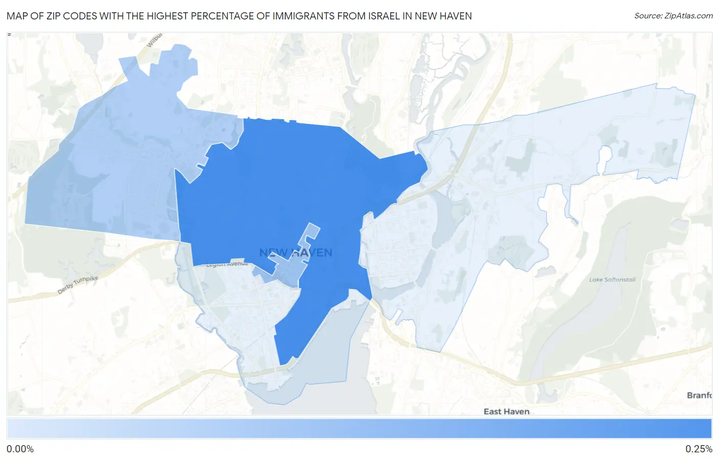 Zip Codes with the Highest Percentage of Immigrants from Israel in New Haven Map