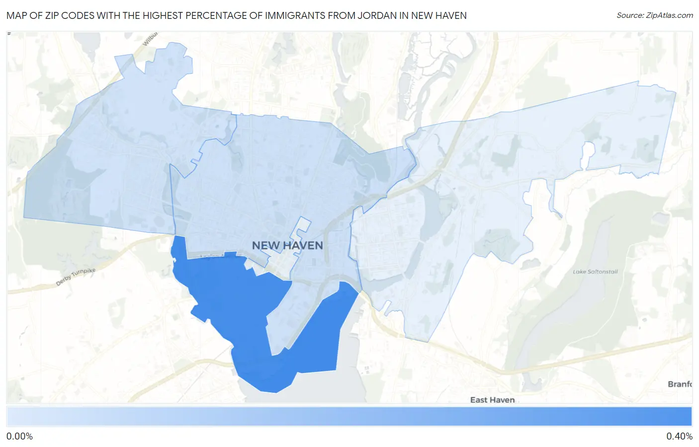 Zip Codes with the Highest Percentage of Immigrants from Jordan in New Haven Map