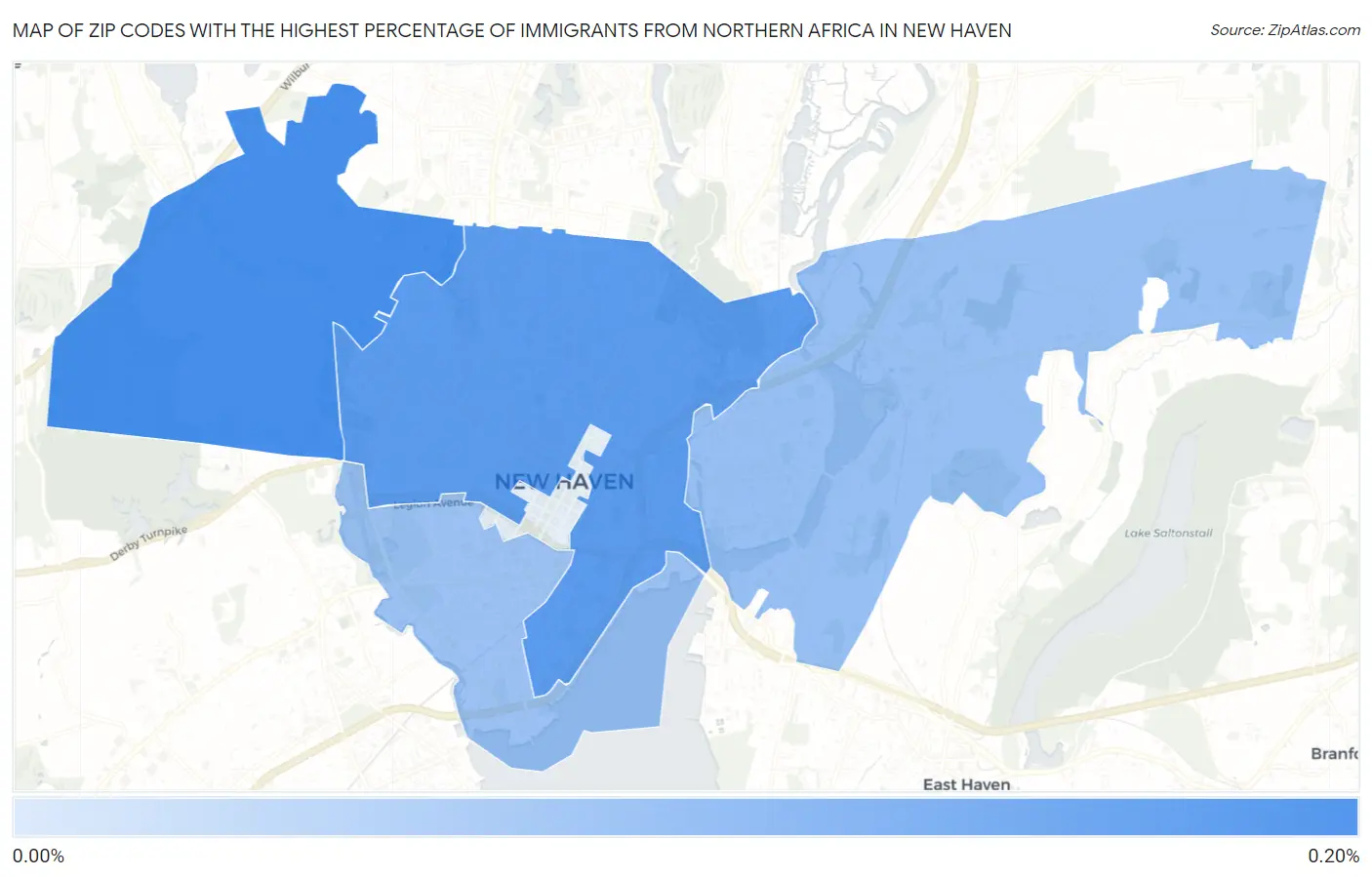 Zip Codes with the Highest Percentage of Immigrants from Northern Africa in New Haven Map