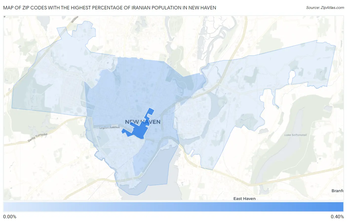 Zip Codes with the Highest Percentage of Iranian Population in New Haven Map