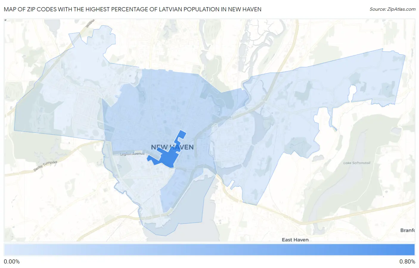 Zip Codes with the Highest Percentage of Latvian Population in New Haven Map