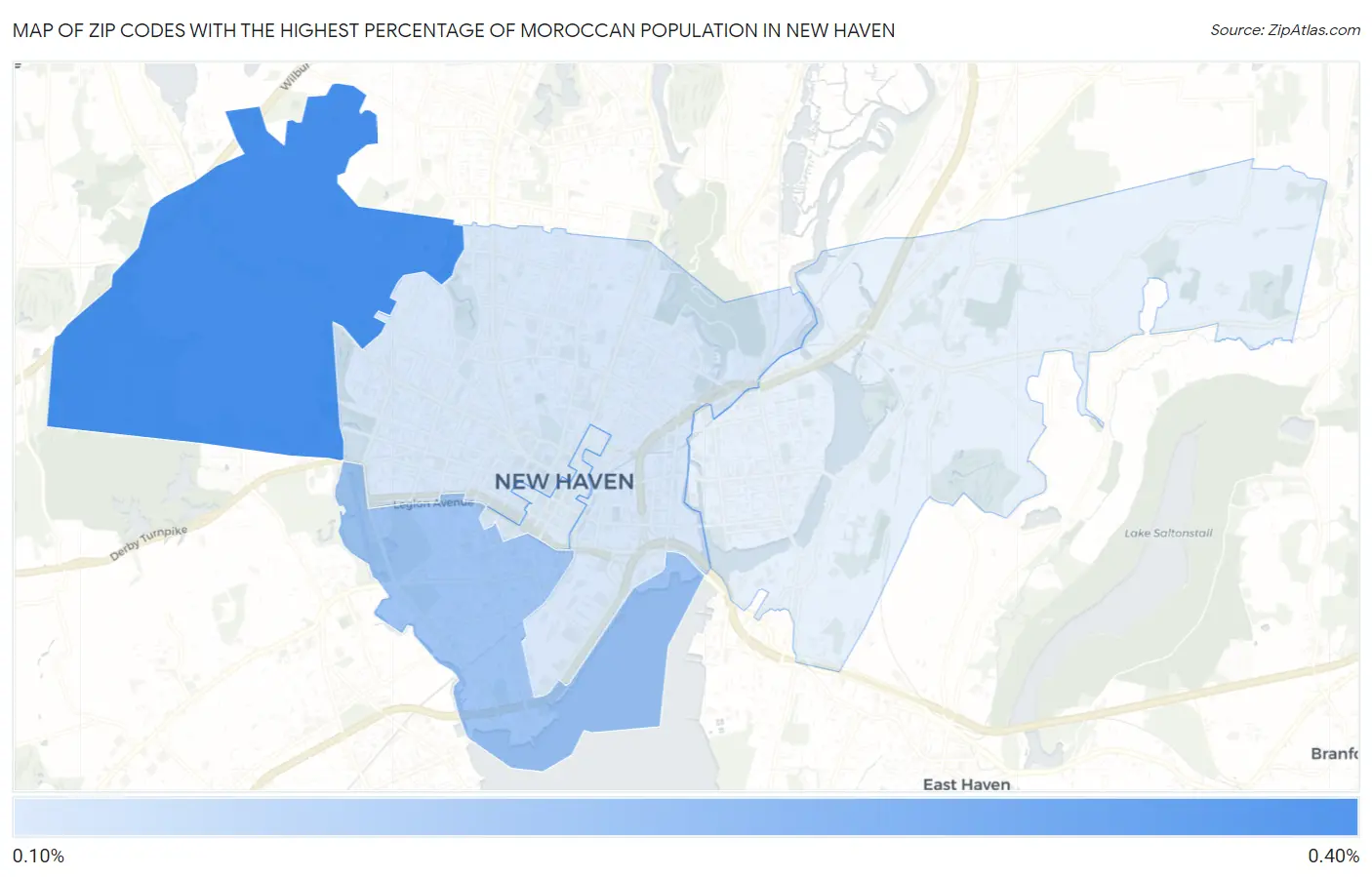 Zip Codes with the Highest Percentage of Moroccan Population in New Haven Map